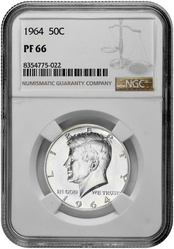 1964 50c Silver Proof Kennedy Half Dollar NGC Graded PF 66 with New Holder