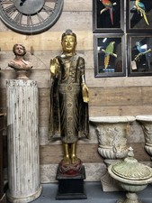 Large Wooden Buddha Figure Standing Hand Carved Wooden Buddha Tall  