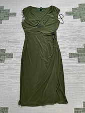 Lauren Ralph Lauren Dress Womens 8 Green Wrap Blouson Bodycon *