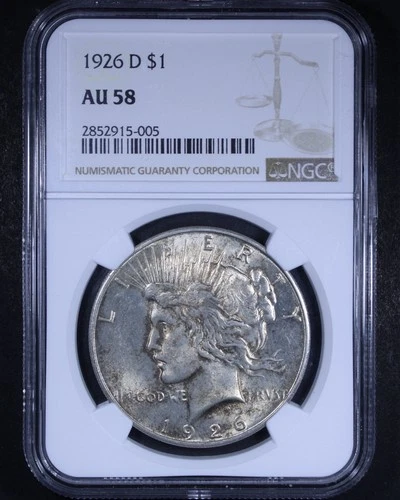 1926-D Peace Dollar - $1 NGC AU58 - Affordable Example!
