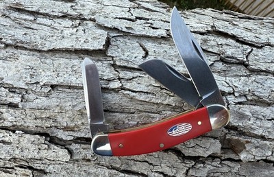 CASE XX *a 2025 SMOOTH RED SYNTHETIC FLAG SHIELD SOWBELLY CS KNIFE KNIVES