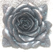 Dark Color Turquoise Sparkle Washed Up Hollywood Rose Flower Belt Buckle Great