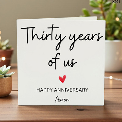 Karte 30 Jahre von uns - Happy Anniversary, romantische Paar Grußkarte