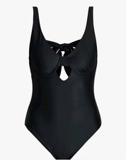 Time and Tru Women's Black One Piece Swimsuit Tie Back, L or XL