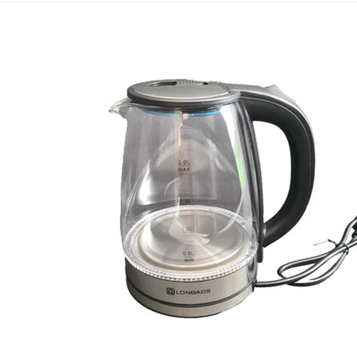 LONGADS Electric Kettle 2L 1000W Stainless Steel Glass Auto Shut-Off
