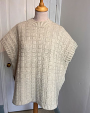 TOAST Women&rsquo;s Beige Wool Cotton Knit Check Oversized Crew tank top small