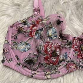 Victorias Secret 36DD Bra Pink Floral Dream Angels Push Up Without Padding