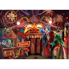 5.9x3.6ft Horror Circus Halloween Party Backdrop Scary Clown Halloween Backdr...