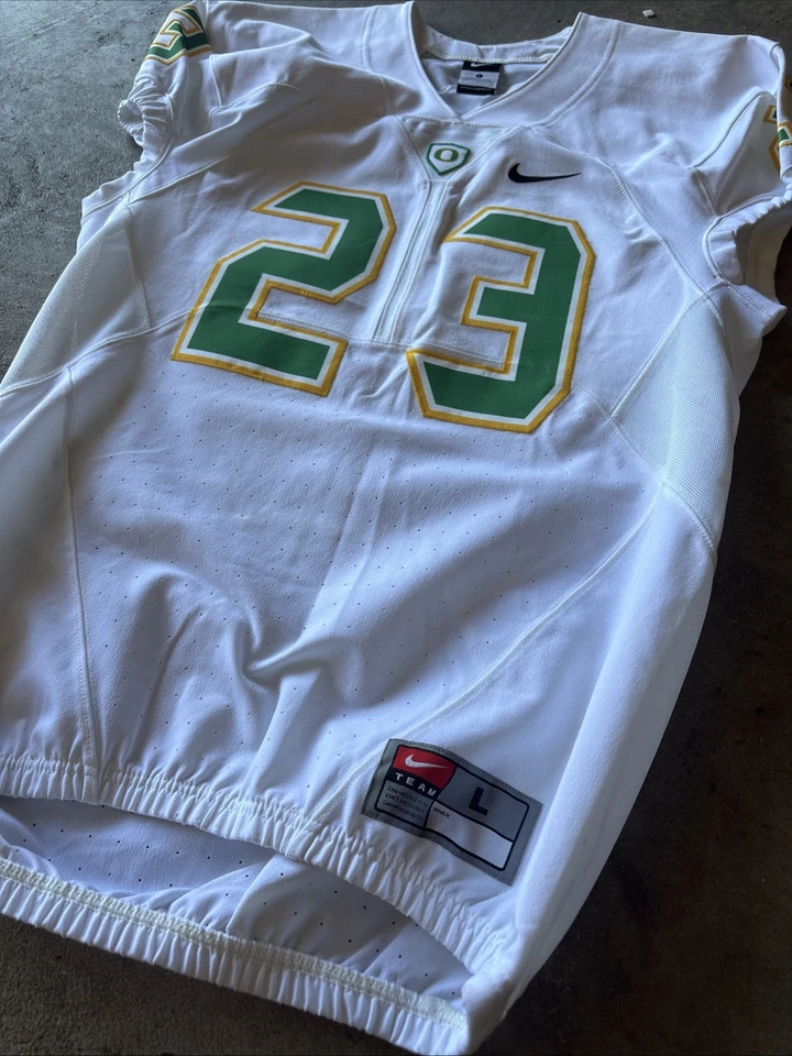 Nike Sample Oregon Ducks 2015 White Pro Cut Football Jersey #23 Men's Size Large - Image 2 of 3