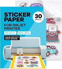 Sticker Paper for Inkjet Printer - (30 Sheets), 8.5 x 11" Letter Size, Matte Sti