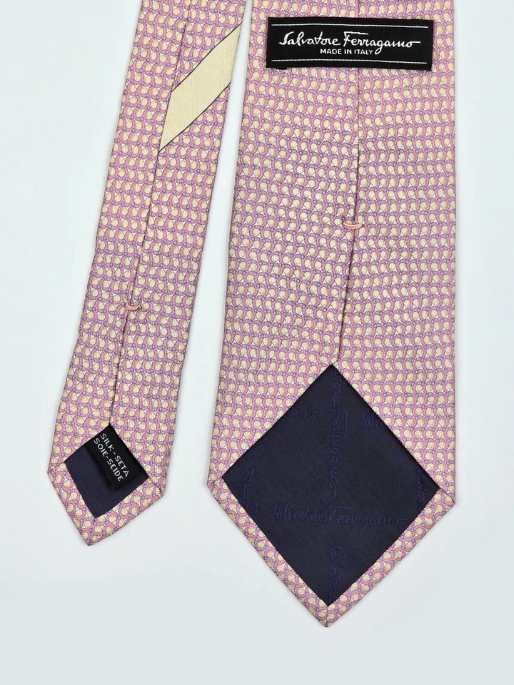Corbata Salvatore Ferragamo con estampado de tenis de mesa rosa seda ancho 3/8" Foto 4 de 4