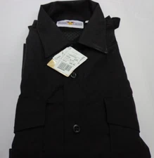 Flying Cross FX Men's  Long Sleeve Black  Shirt  Hidden Front Zipper Large 36/37