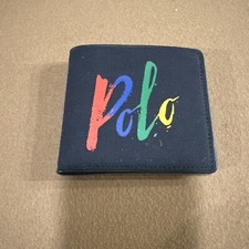 Polo Ralph Lauren men s Wallet Bifold Painted Canvas Polo Logo Navy