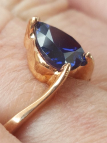 Tanzanite Labcreated Heart Cut Ring 10kt Solid Rose Gold - Picture 12 of 12