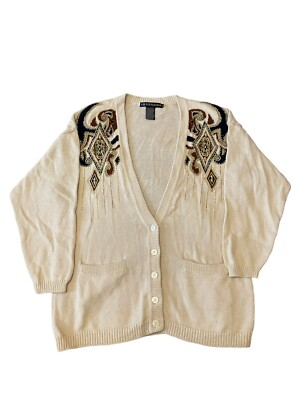 I.B. Diffusion Strick Cardigan Pullover Größe L Vintage Ramie Baumwolle