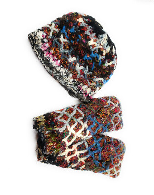 Pair of hand knit winter hats Winter Knit Hat and Scarf Set - Chunky Beanie and Scarf  main image 3