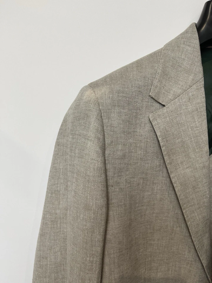 Moncrief London Grey Herringbone Blazer Size 42 Brand New Rrp £550 - Image 3 of 4