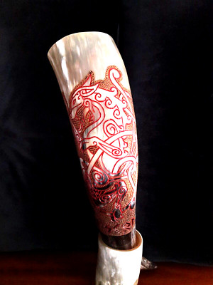 Wolf Fenrir - X-Large Premium Viking Drinking Horn Gift Set, SKAL Collection