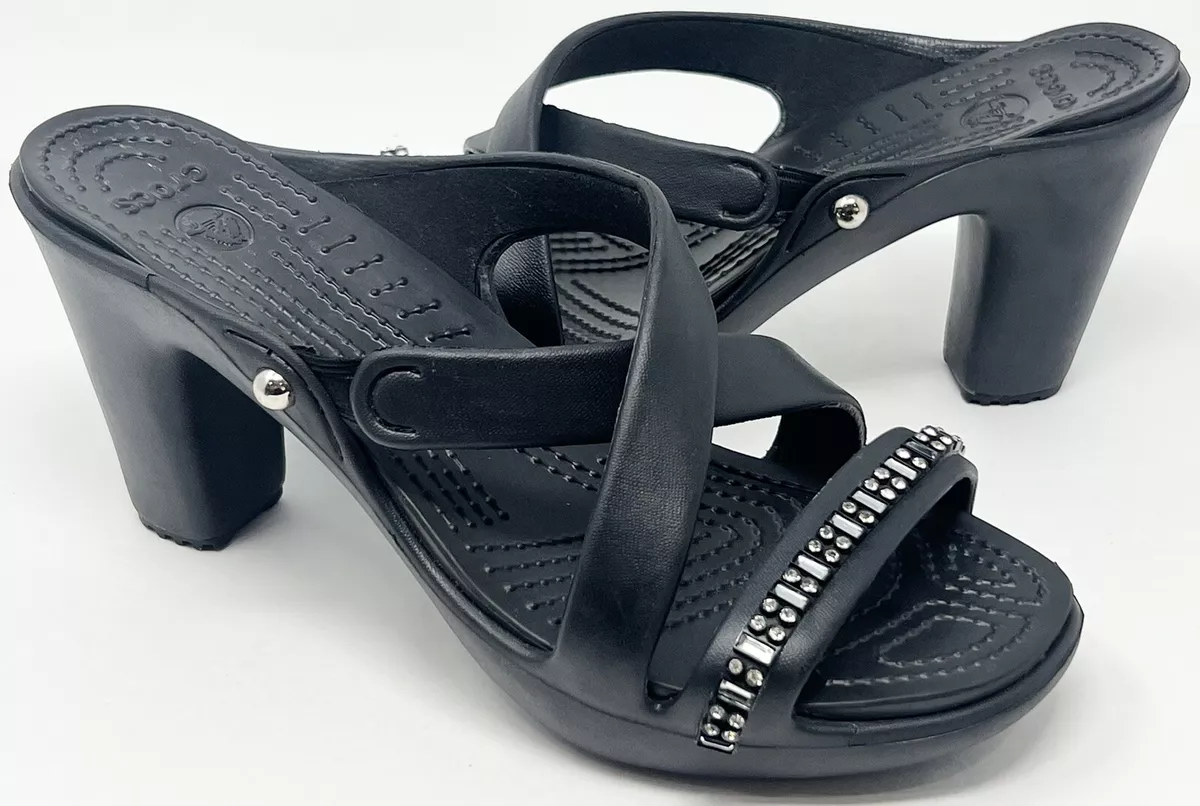 Crocs Cyprus IV Rhinestone Heel Size 9 Black NEW eBay