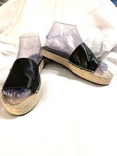 Karl Lagerfeld Paris Carsten Leather Espadrille Platform Sandals 8M Black