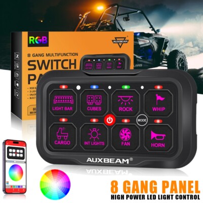 AUXBEAM RGB 8 Gang Switch Panel Wireless bluetooth Relay System For Polaris RZR