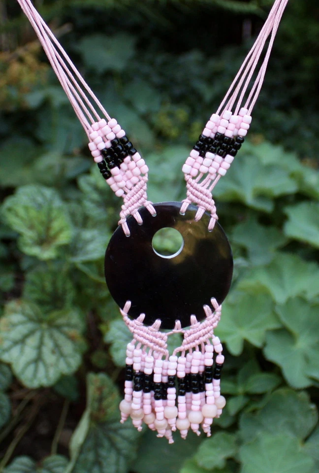 Kette Amulett Perlmut pink Perlmuttcollier Halskette Perlmuttanhänger Halskette - Bild 2 von 4