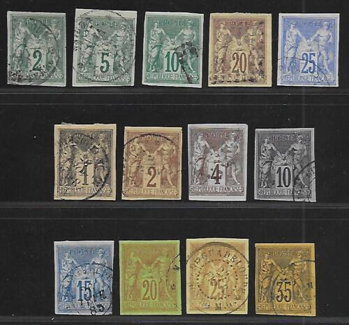 Französische Kolonien Briefmarken 1877 Auswahl YV 30-45 CAN VF/KATZE WERT $ 250 - Bild 1 von 1