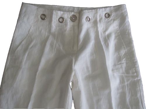 Kenar Damen Hose Größe 8 Leinen weiß Baggy Kordelzug Gürtellöcher 33 x 31,5 neu ohne Etikett - Bild 5 von 8