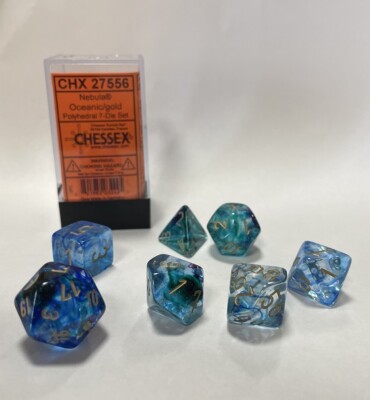 Chessex 7 Die Sets - Nebula TM Oceanic/gold Luminary 7-Die Set Würfel Dices