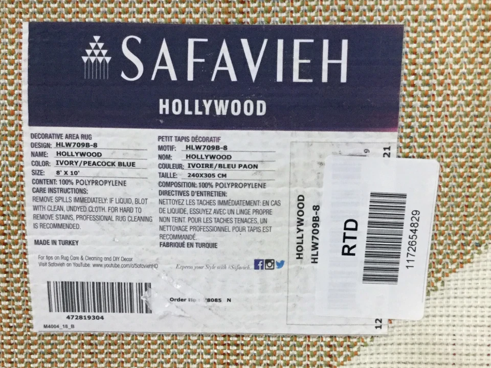 Tapete azul marfim/pavão 8' x 10' Spot on, preço reduzido 1172654829 HLW709B-8 - Imagem 4 de 4