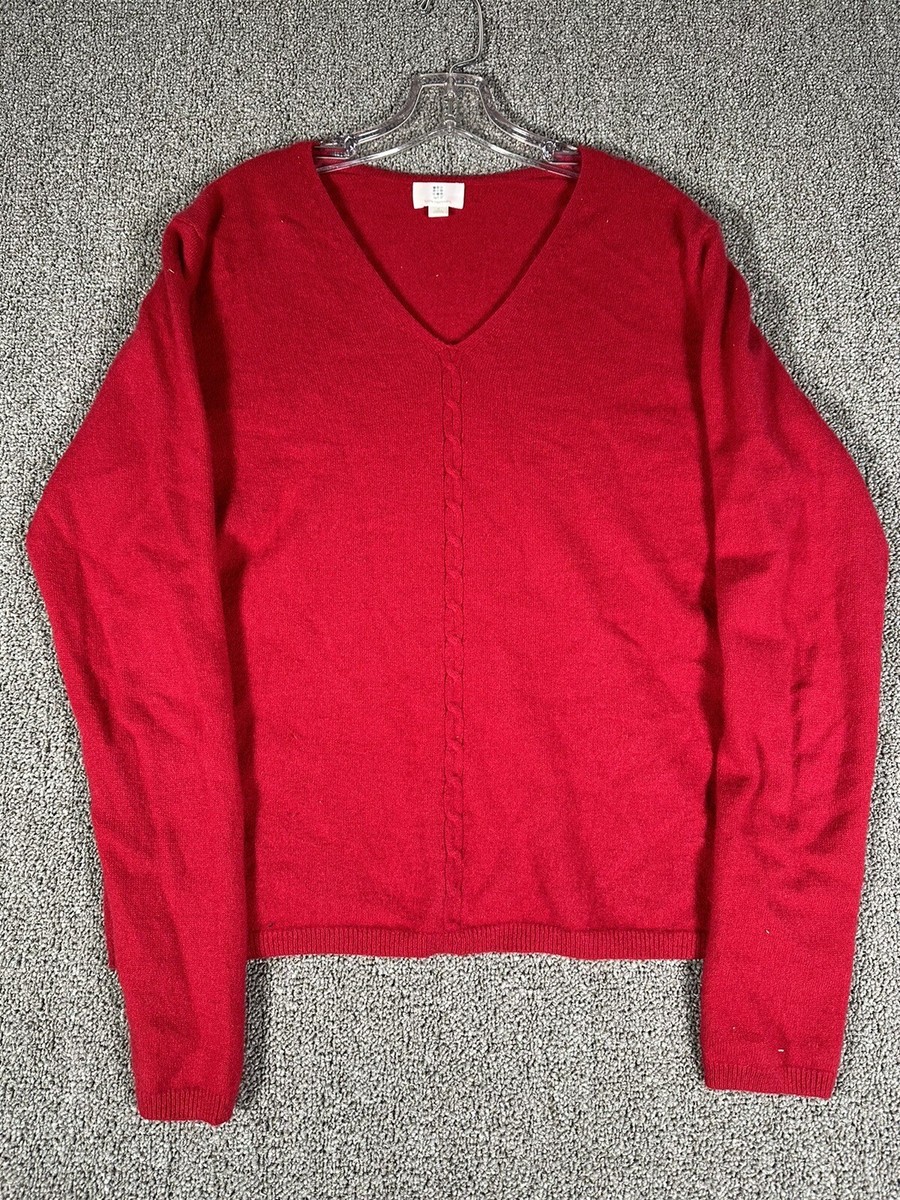 Apt Soft Cashmere V-Neck Sweater Size X-Large Red
