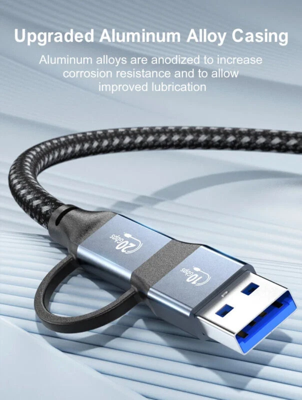 Type C to USB 3.0 + USB C 2 in 1 PD Fast Charging Data Braided Cable 1.5m - Image 3 of 4
