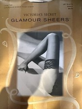 Vintage Victoria Secret Glamor Sheers Lace Top Sheer Thigh Highs Jet Black Small