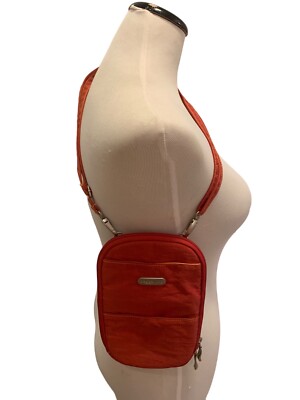 Baggallini Red Orange Take Two RFID Bryant Crossbody Purse Bag Pouch Zipper