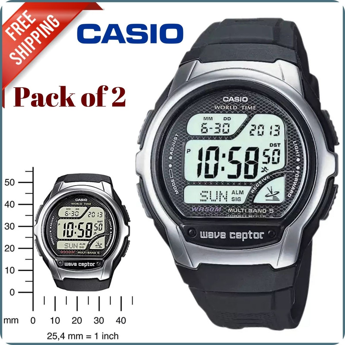 CASIO WAVE CEPTOR WV-58U-1AVES Radio Men's Watch New in Box Casio