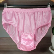 Vintage Silky Nylon Panty Sissy Hot Pink Bikini Sheer Brief Size 7-8 Hip 38-42"