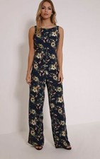 Plt Loucina Black Floral Jumpsuit Trousers Size Uk 10 NH10 DD 09