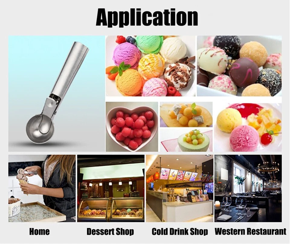 Cuchara de masa de sandía para galletas de acero inoxidable de gatillo fácil de 3 piezas Foto 4 de 4