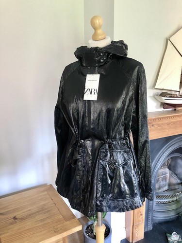 Hooded Shiny Effect Parka jacket Coat 