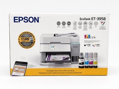 Epson EcoTank ET-3958 Wireless Color All-in-One Printer 100% INK LEVEL (TESTED)
