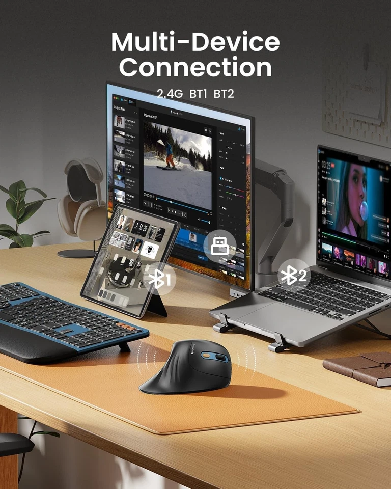 ProtoArc EM11 NL Ergonomic Mouse, MINI Wireless Vertical Mouse Rechargeable... - Image 3 of 4