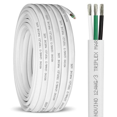 12 Gauge Marine Wire 12/3 12AWG Marine Grade Wire Triplex Tinned Copper Boat ...