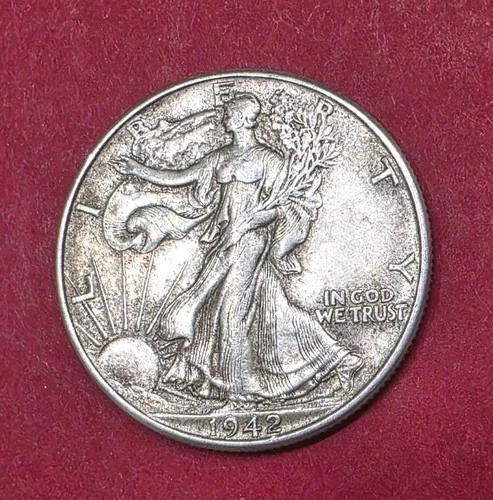 1942-P Walking Liberty Half Dollar Double Die Reverse Almost Uncirculated.