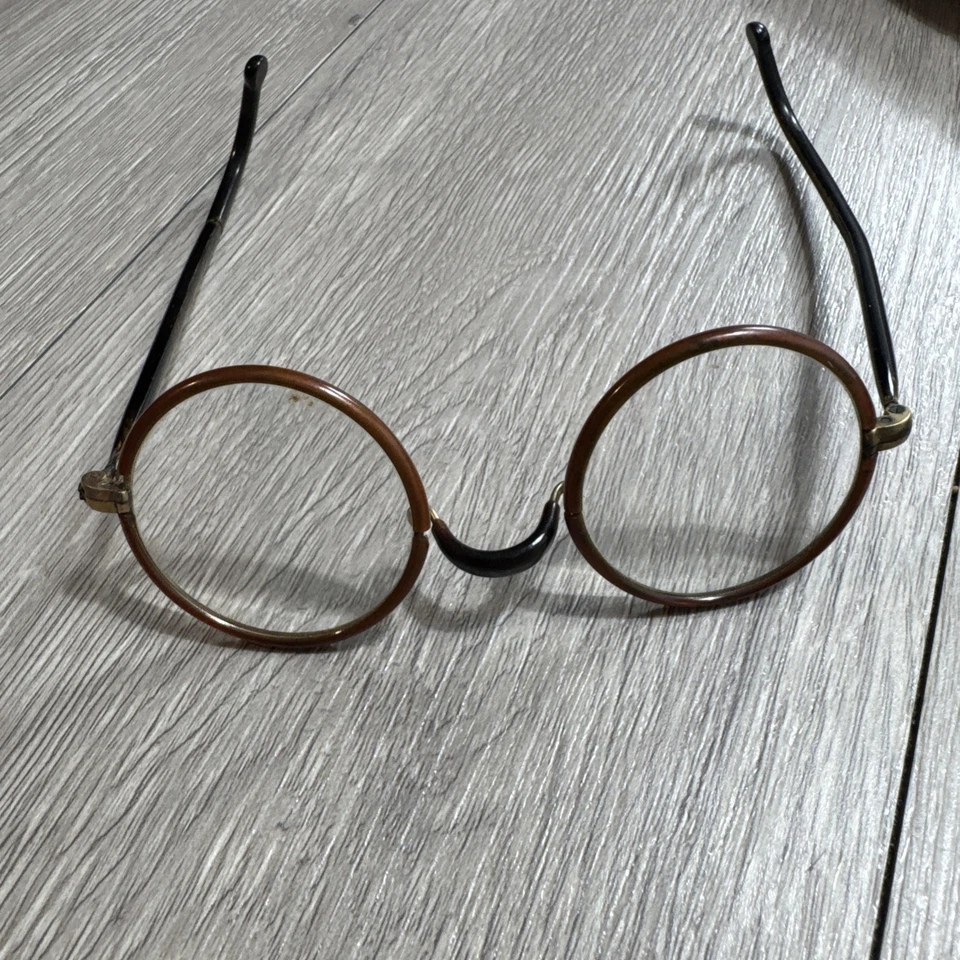 Antiguo sillín de gafas redondas American Optical Windsor de 1900 marrón vintage Foto 4 de 4
