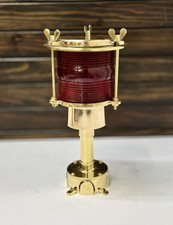 Vintage Brass Marine Ship Lamp Red Glass Nautical Electric Fixture Junction Box