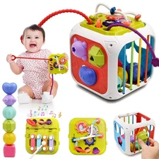 Multifunction Baby Sensory Montessori Activity Cube Toys, Shape Sorter Early ...