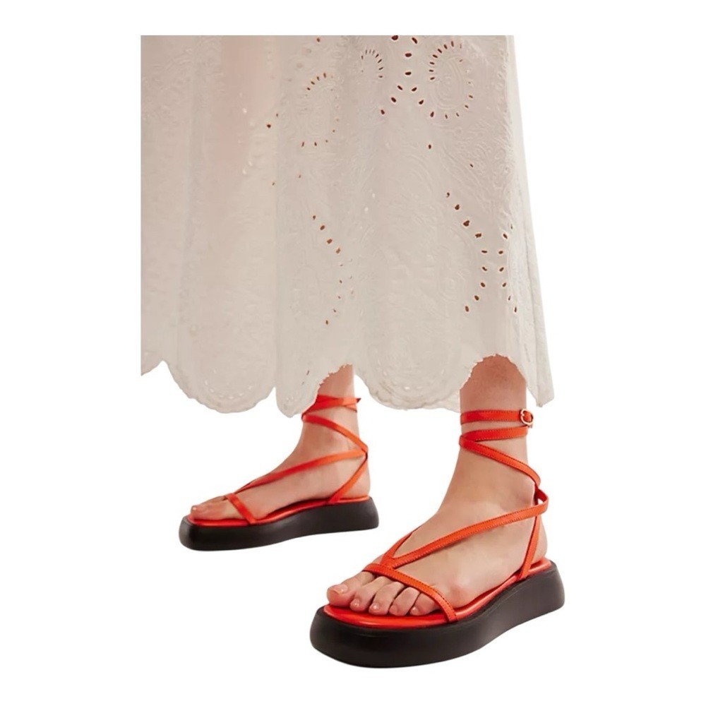 APL FREE PEOPLE sandali con plateau Winnie in pelle arancione taglia 8 nuovi con scatola