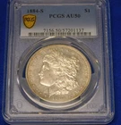 1884 S Morgan Silver Dollar $1 PCGS AU50  (324)