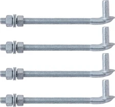 VIVIDA 10" J Bolt Gate Hinge 4 Pack, Chain Link Gate Bolt Hinge with 5/8" Male