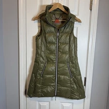 MY ANORAK Vest Lightweight Duck Down Womens Small Kryptonite Green Long Zipper